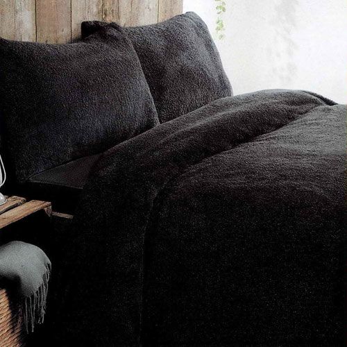 Super Soft Teddy Fleece Duvet Set Black