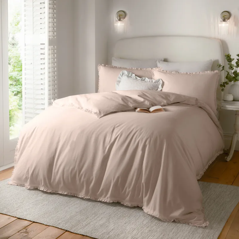 Tilly 100% Cotton Ruffle Duvet Cover Set Blush Pink