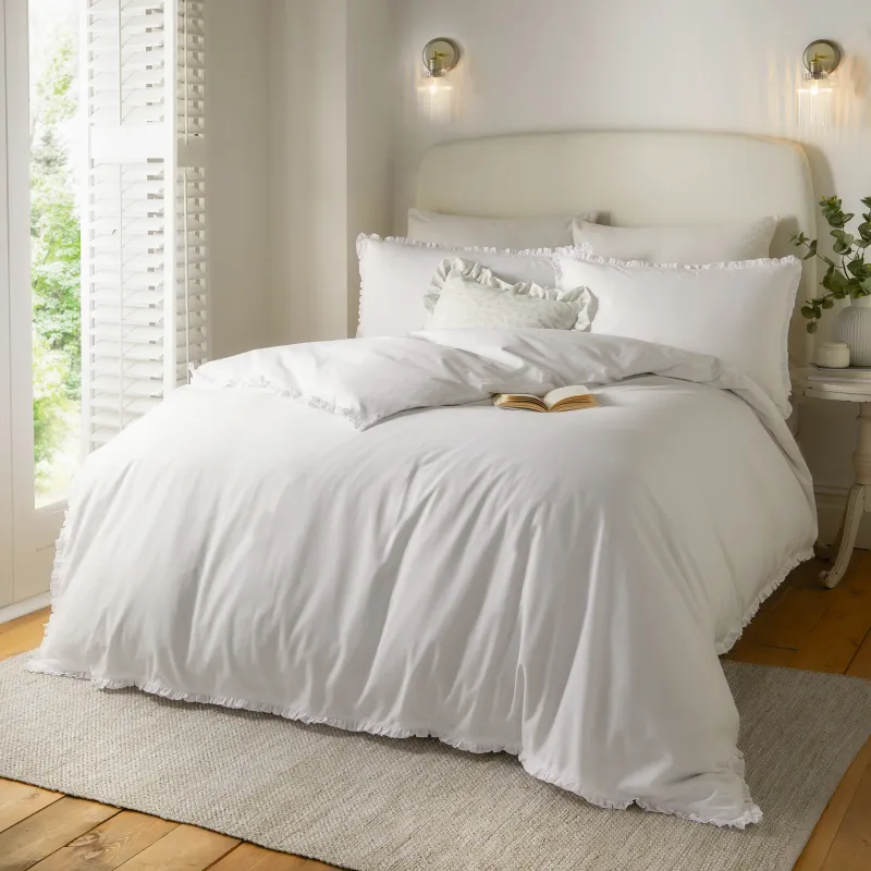 Tilly 100% Cotton Ruffle Duvet Cover Set White