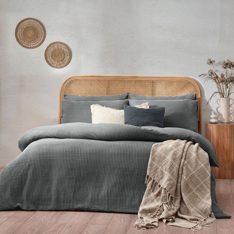 Chunky Waffle Duvet Cover Set Dusk