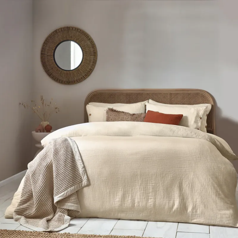 Lark Cotton Muslin Duvet Cover Set Natural