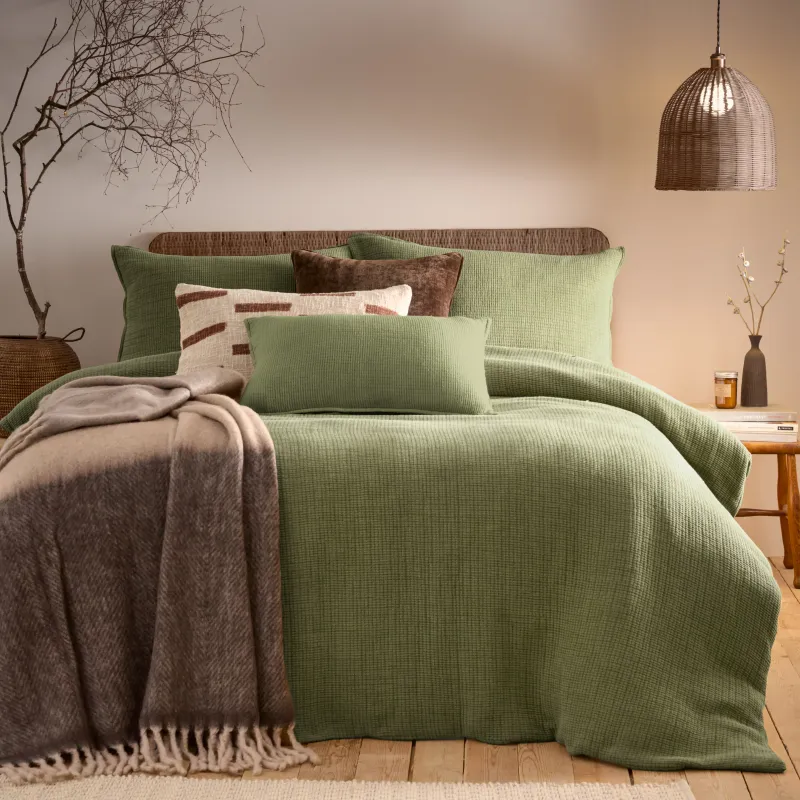 Ribble Acid Washed Duvet Cover Set Khaki