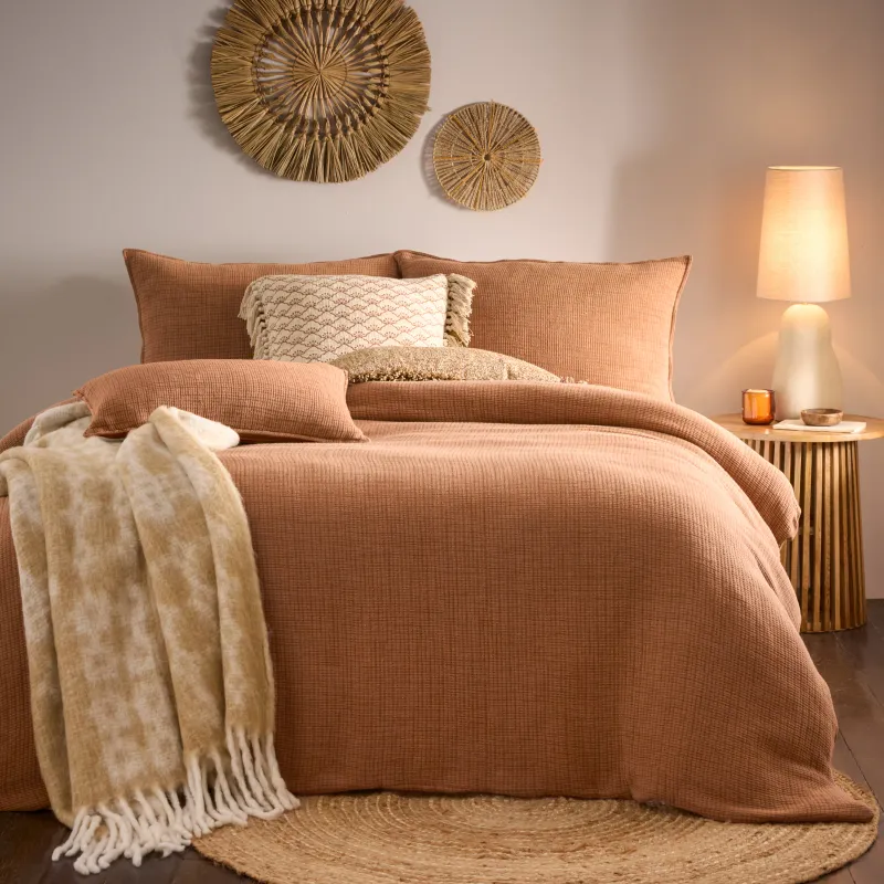 Ribble Acid Washed Duvet Cover Set Pecan