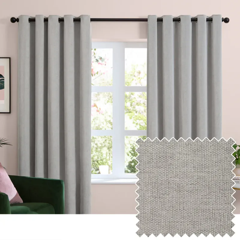 Soft Chenille Blackout Eyelet Curtains Silver