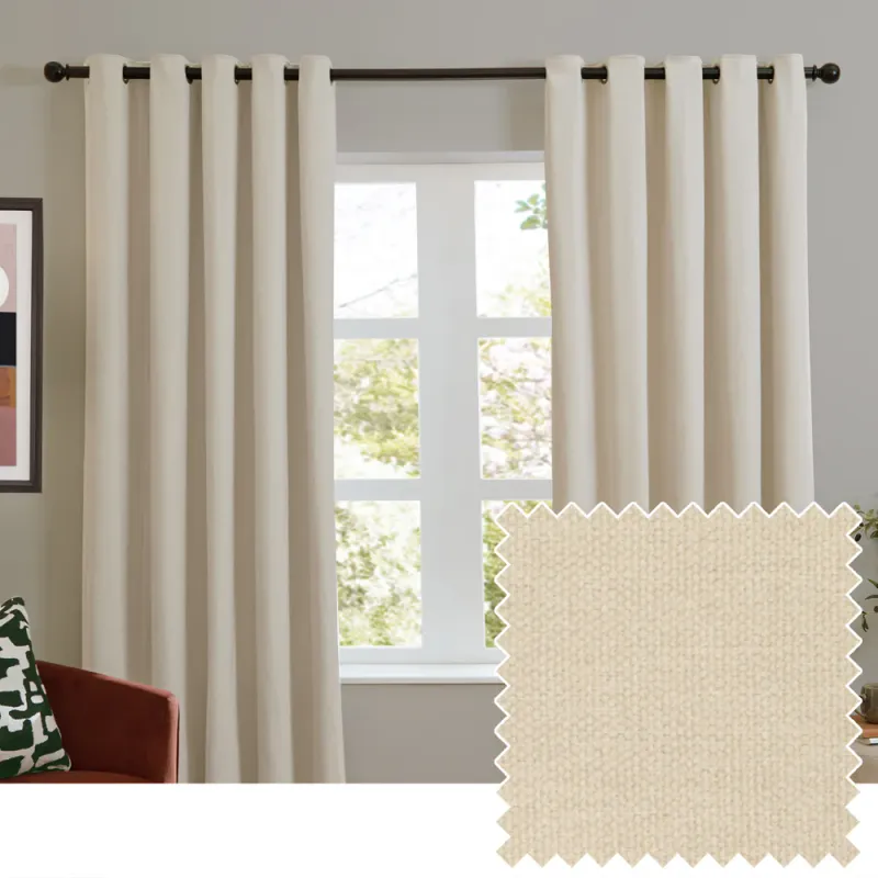 Soft Chenille Blackout Eyelet Curtains Ecru