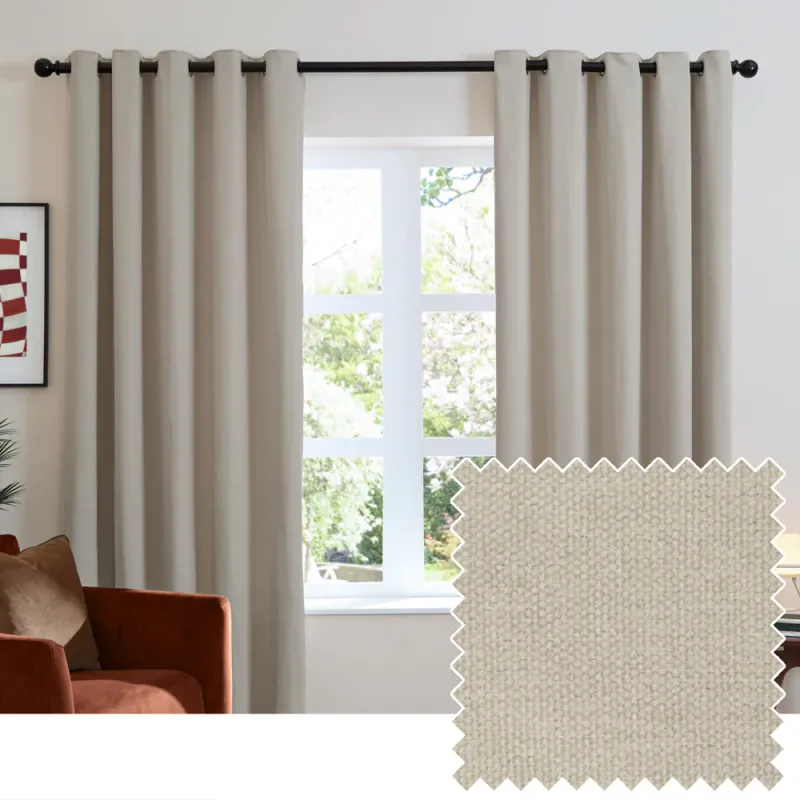 Soft Chenille Blackout Eyelet Curtains Natural