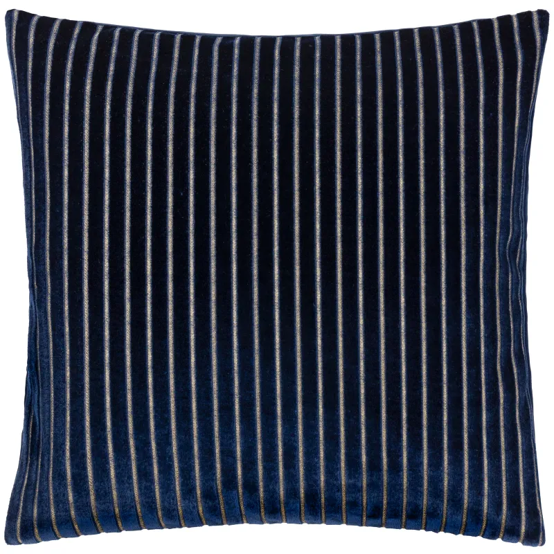 Savoy Stripe Velvet Cushion Navy