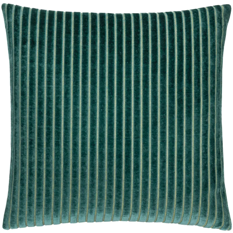 Savoy Stripe Velvet Cushion Teal