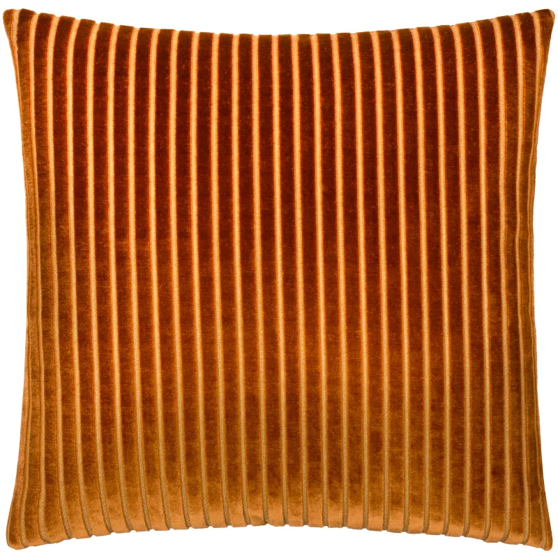 Savoy Stripe Velvet Cushion Rust