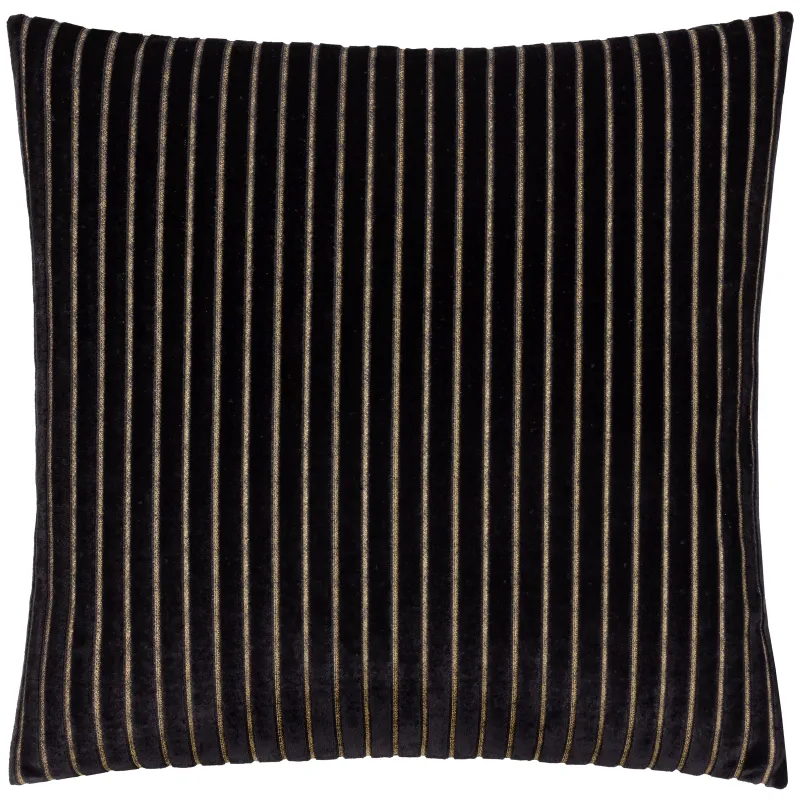 Savoy Stripe Velvet Cushion Black