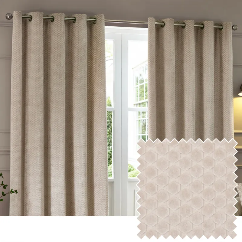 Neptune Velvet Room Darkening Eyelet Curtains Champagne