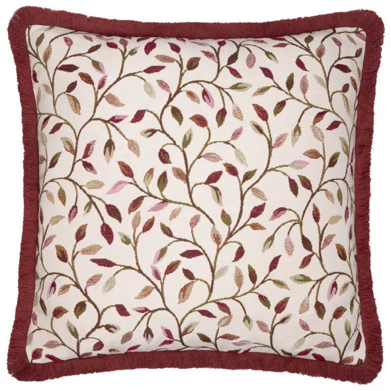 Cervino Fringed Jacquard Cushion Damson