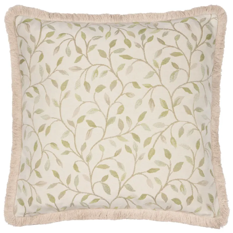 Cervino Fringed Jacquard Cushion Lichen