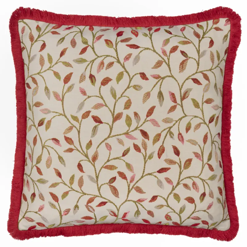Cervino Fringed Jacquard Cushion Rednut