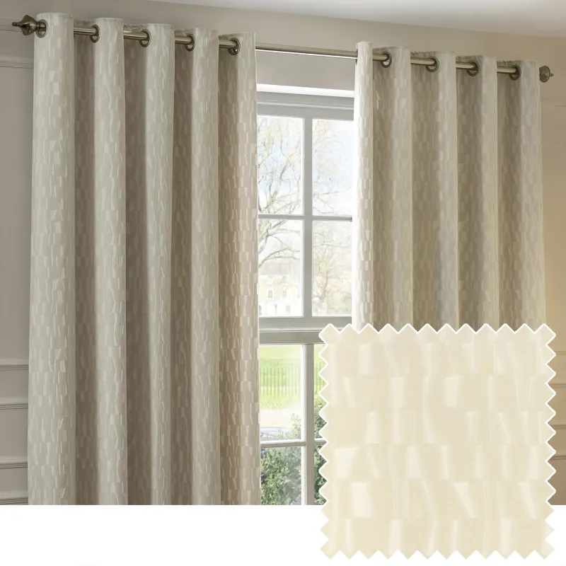 Manhattan Velvet Room Darkening Eyelet Curtains Ivory