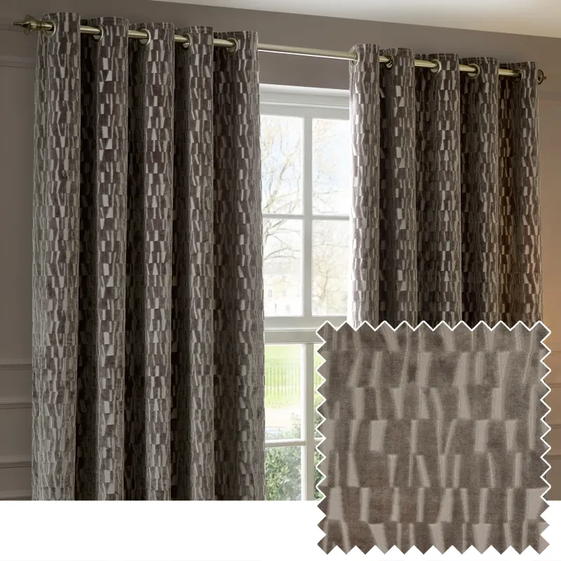 Manhattan Velvet Room Darkening Eyelet Curtains Mink