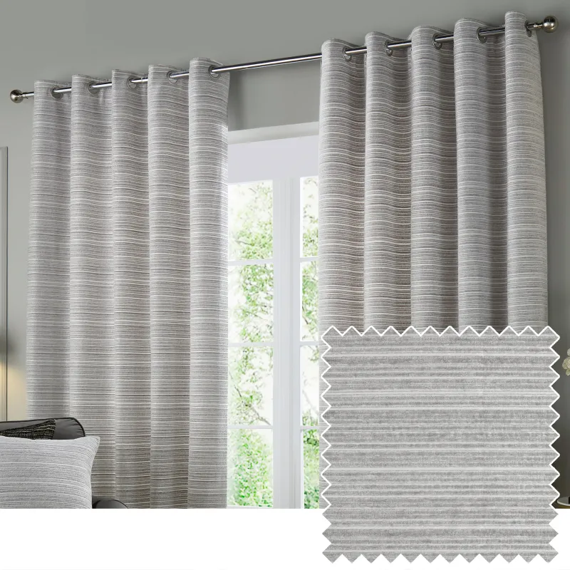 Jupiter Chenille Jacquard Eyelet Curtains Silver