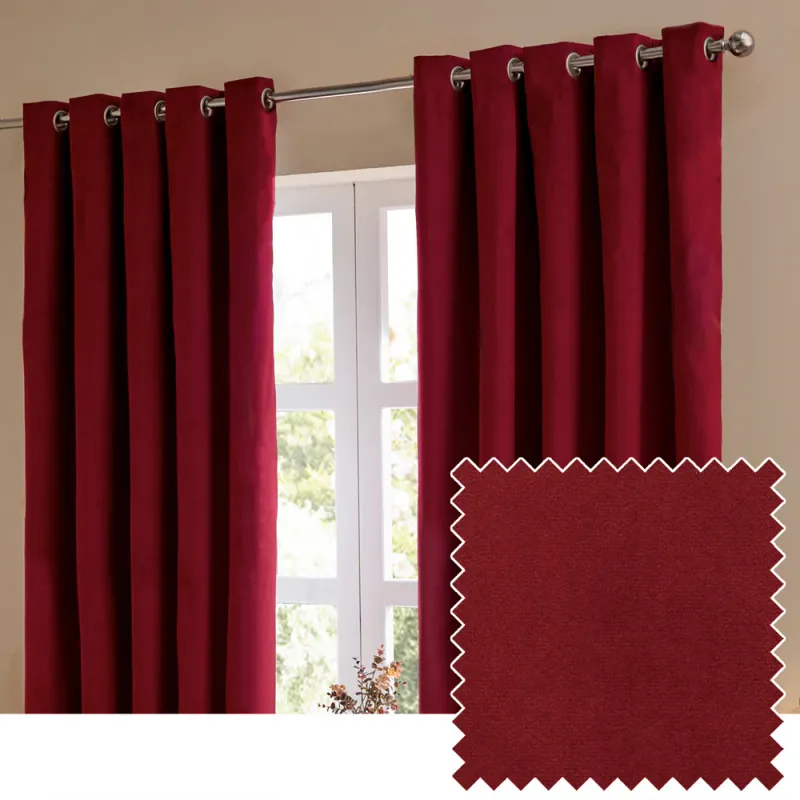 The Ultimate Velvet Blackout Eyelet Curtains Burgundy