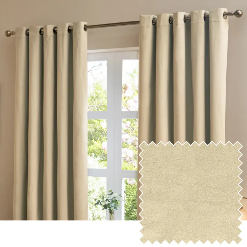 The Ultimate Velvet Blackout Eyelet Curtains Natural