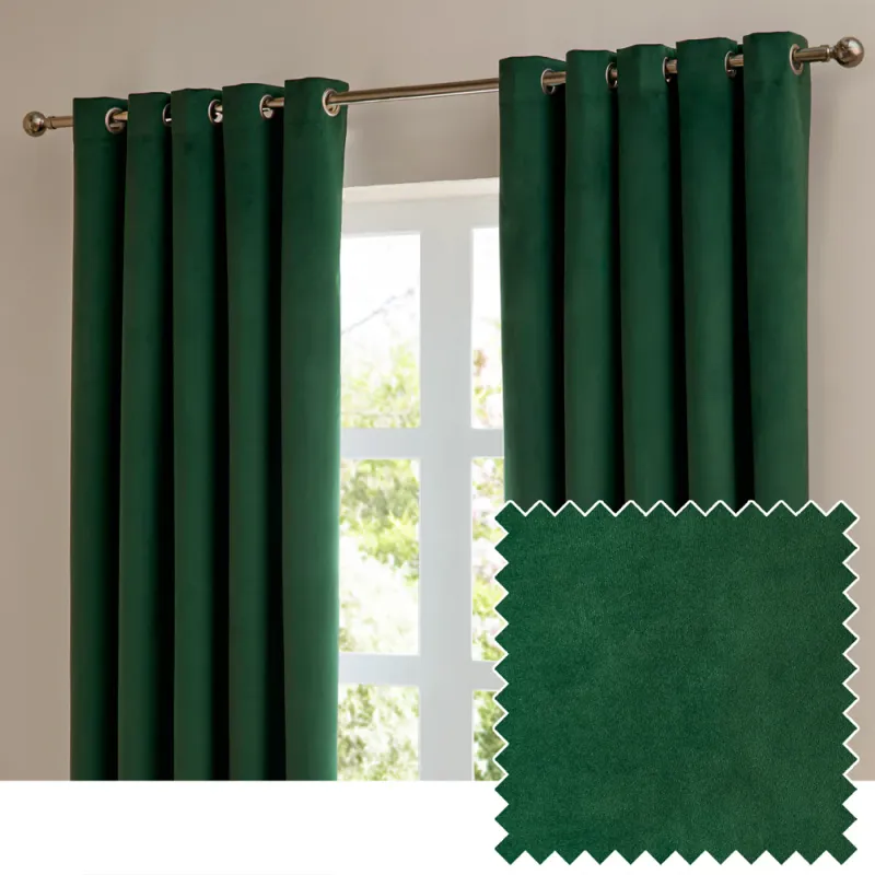 The Ultimate Velvet Room Darkening Eyelet Curtains Emerald