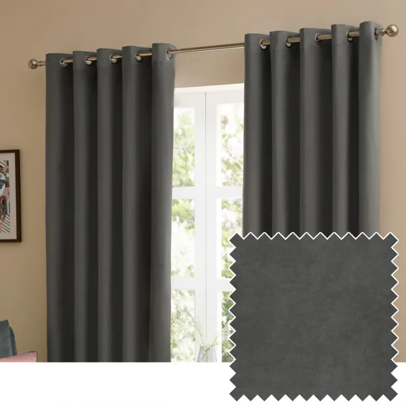 The Ultimate Velvet Room Darkening Eyelet Curtains Charcoal
