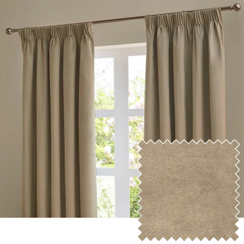 The Ultimate Velvet Room Darkening Pencil Pleat Curtains Mocha