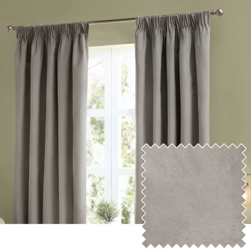 The Ultimate Velvet Room Darkening Pencil Pleat Curtains Silver