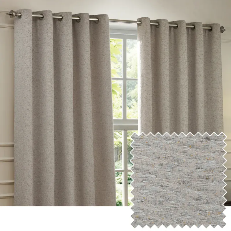 Galaxy Chenille Room Darkening Eyelet Curtains Silver