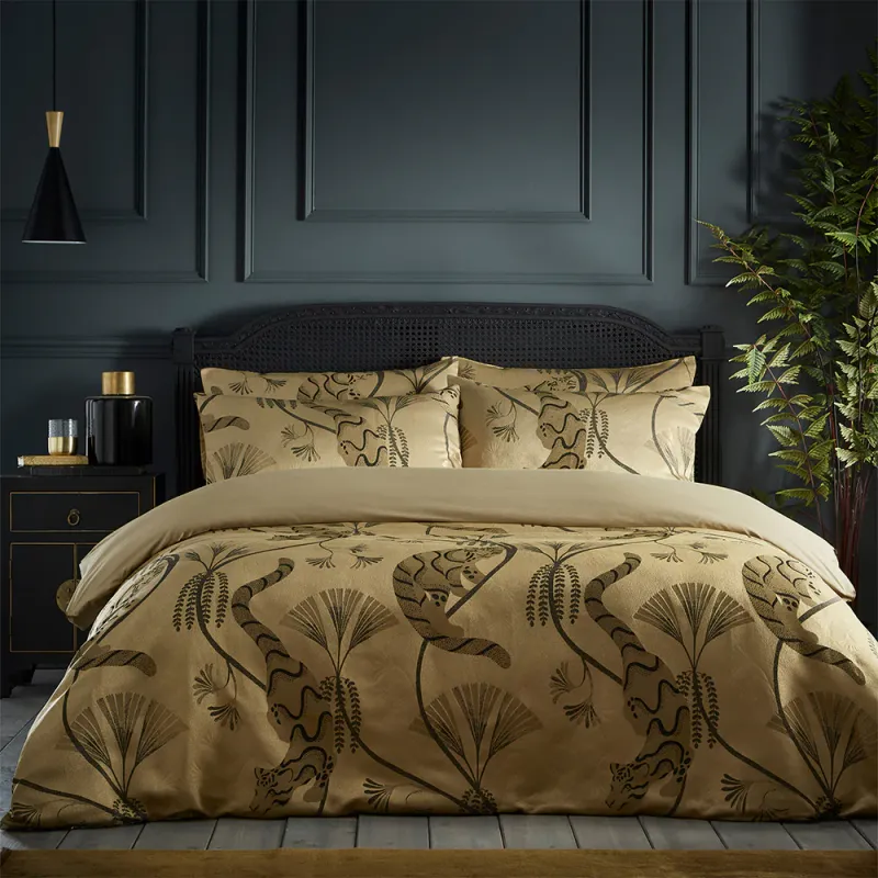 Moondusk Exotic Animal Jacquard Duvet Cover Set Gold