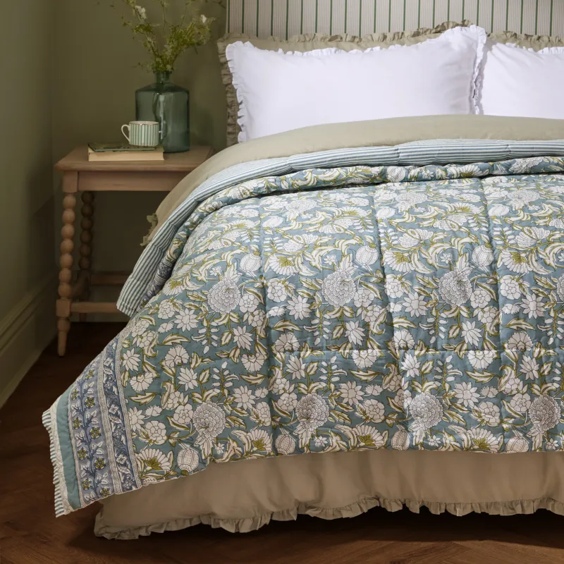 Annabelle 100% Cotton Bedspread Blue