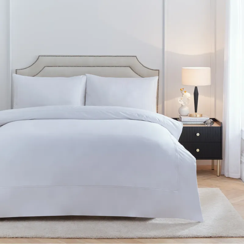 Elara Embroidered 100% Cotton Duvet Cover Set White