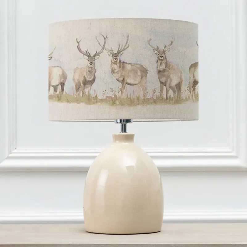 Moorland Stags Eva & Leura Complete Table Lamp Cream/Linen