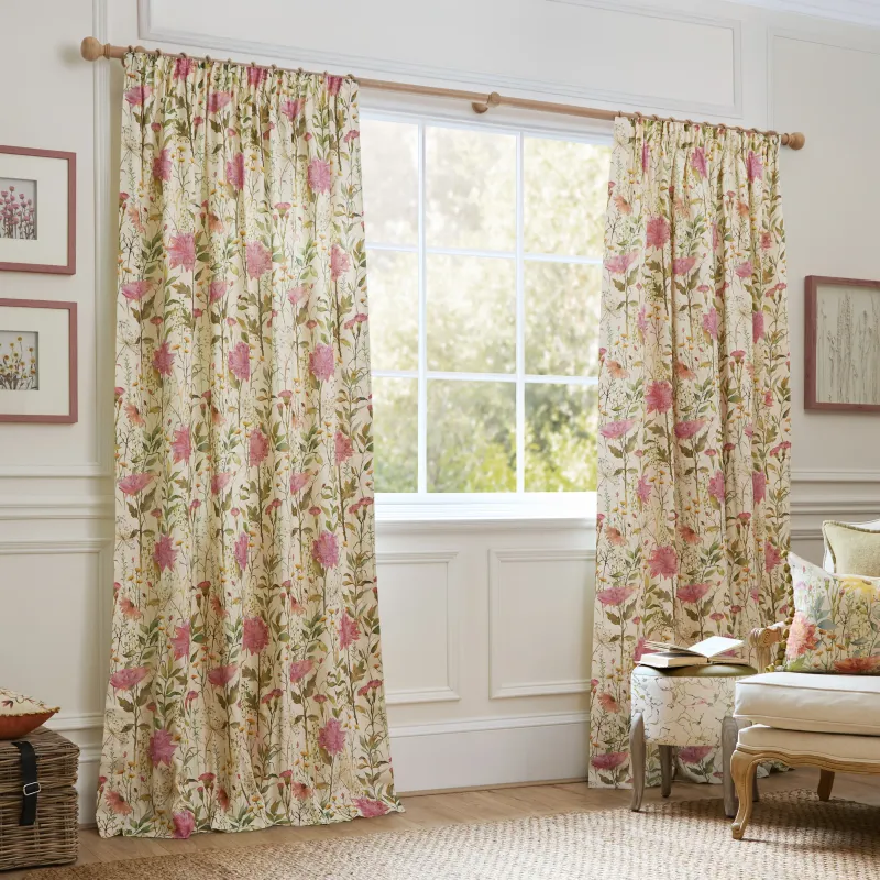 Delamere Printed Pencil Pleat Curtains Blossom