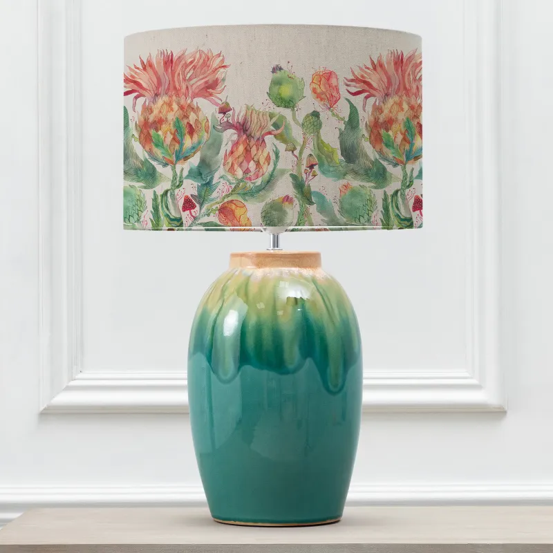 Enchanting Thistle Eva & Eucalypt Complete Table Lamp Aqua/Marigold