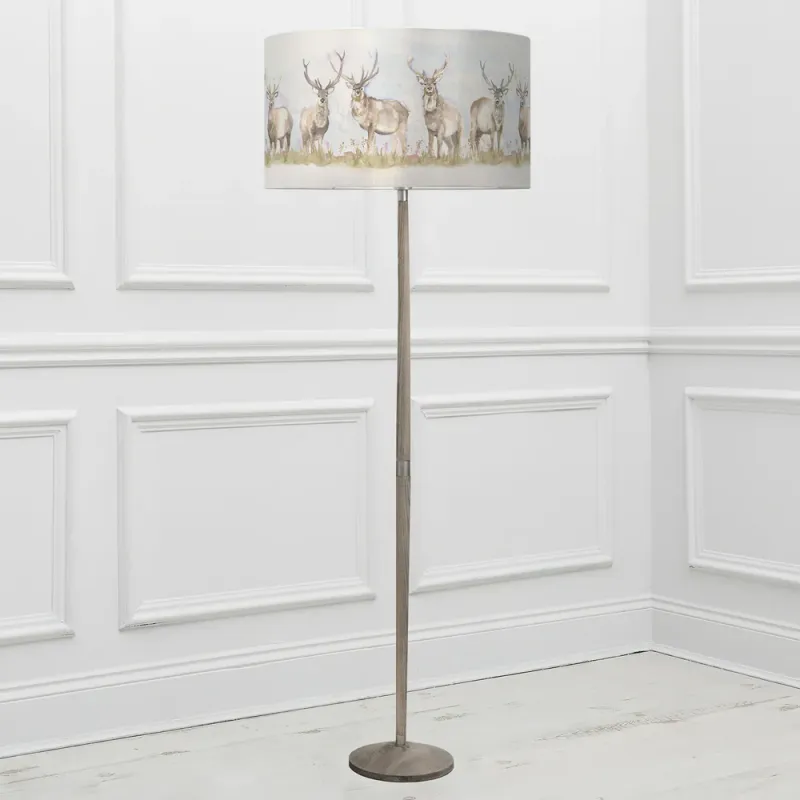 Moorland Stag Eva & Solensis Complete Floor Lamp Grey/Linen
