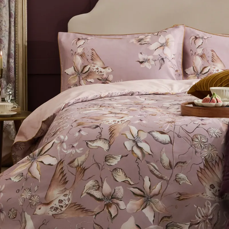 Floella Printed Duvet Cover Set Purple