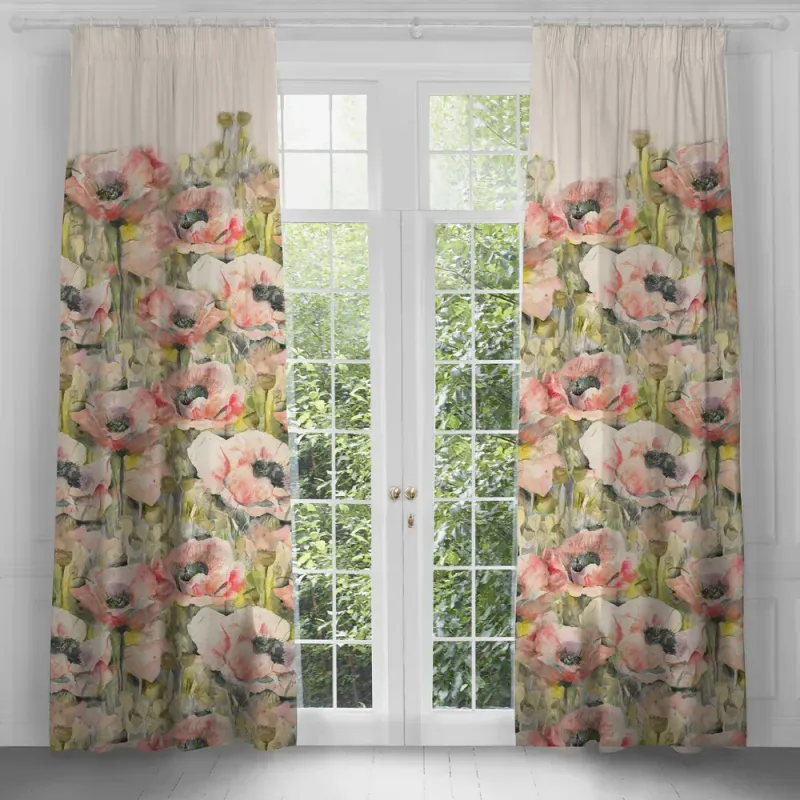 Papavera Printed Pencil Pleat Curtains