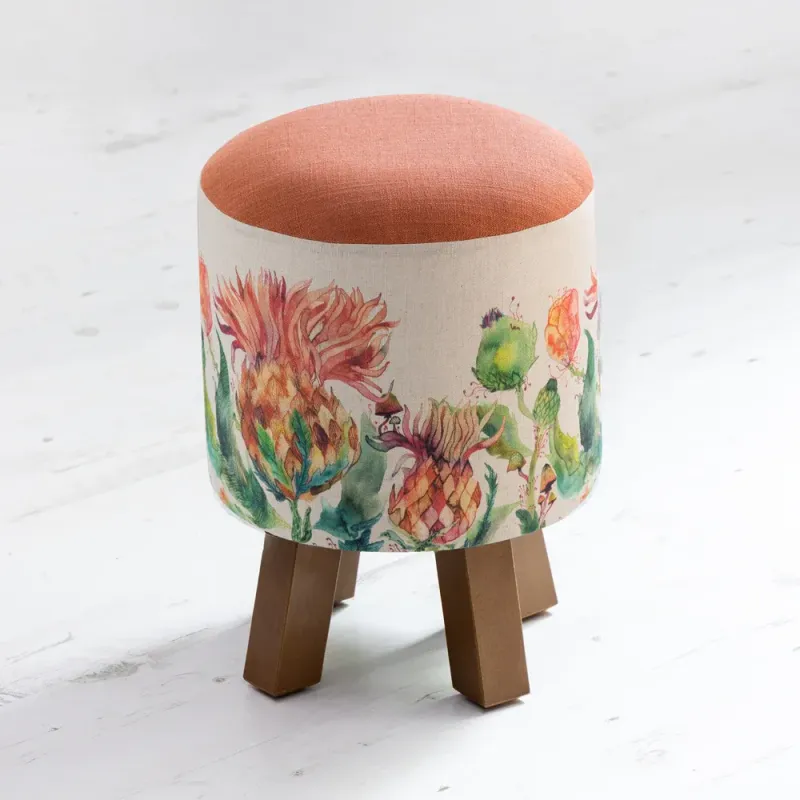 Enchanting Thistle Monty Round Footstool Marigold