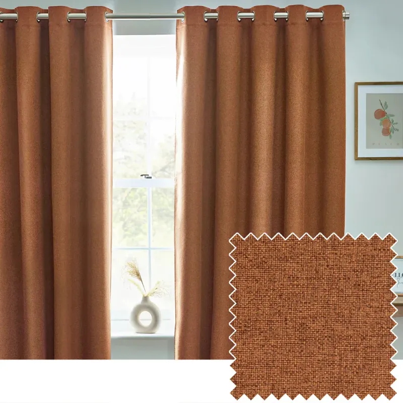 Dawn 100% Blackout Thermal Eyelet Curtains Brick