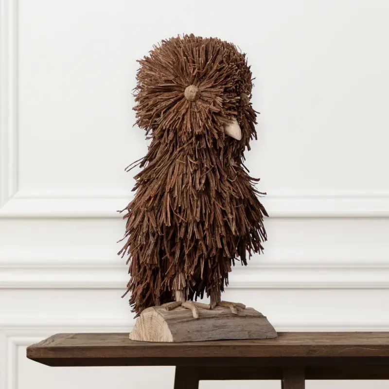 Alfred Standing Owl Wooden Sculpture