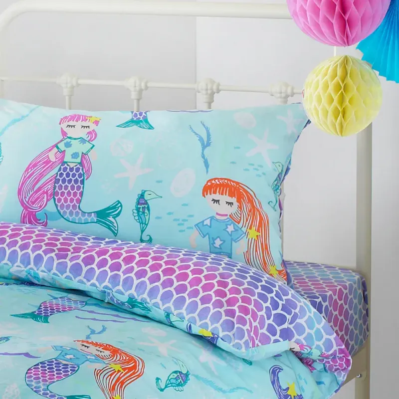 Mermaid Kids Duvet Cover Set Blue/Purple