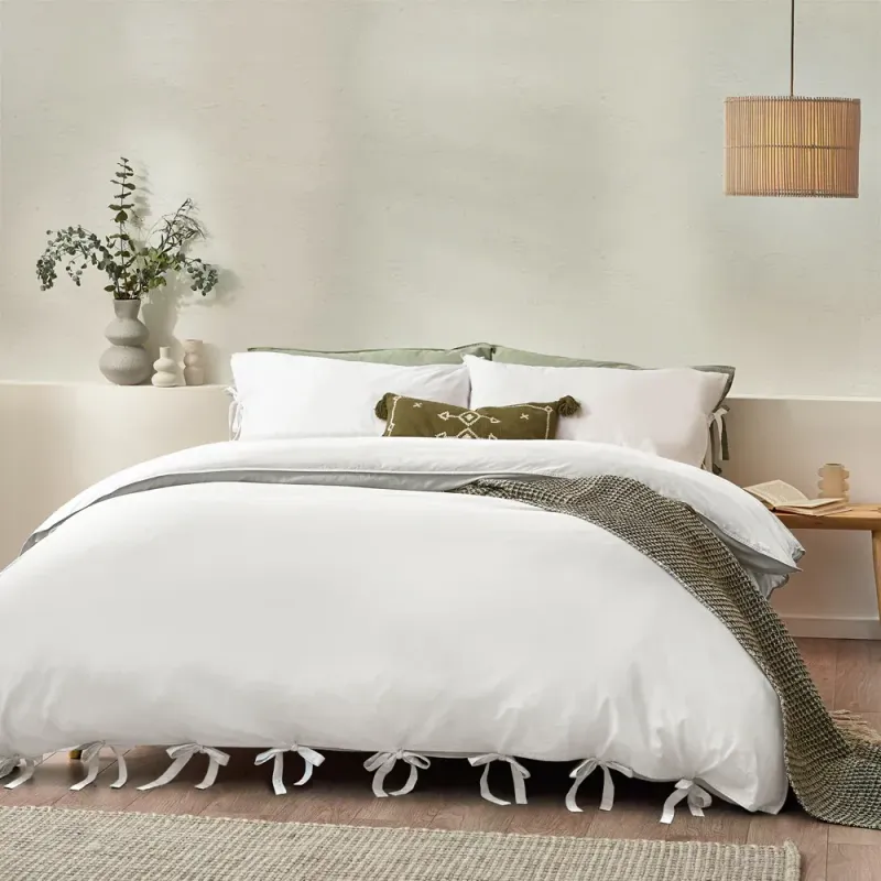Mallow Bow Tie Duvet Cover Set White