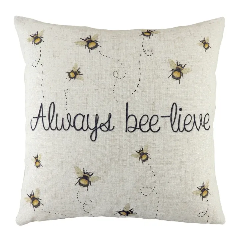 Bee-Lieve Printed Cushion White