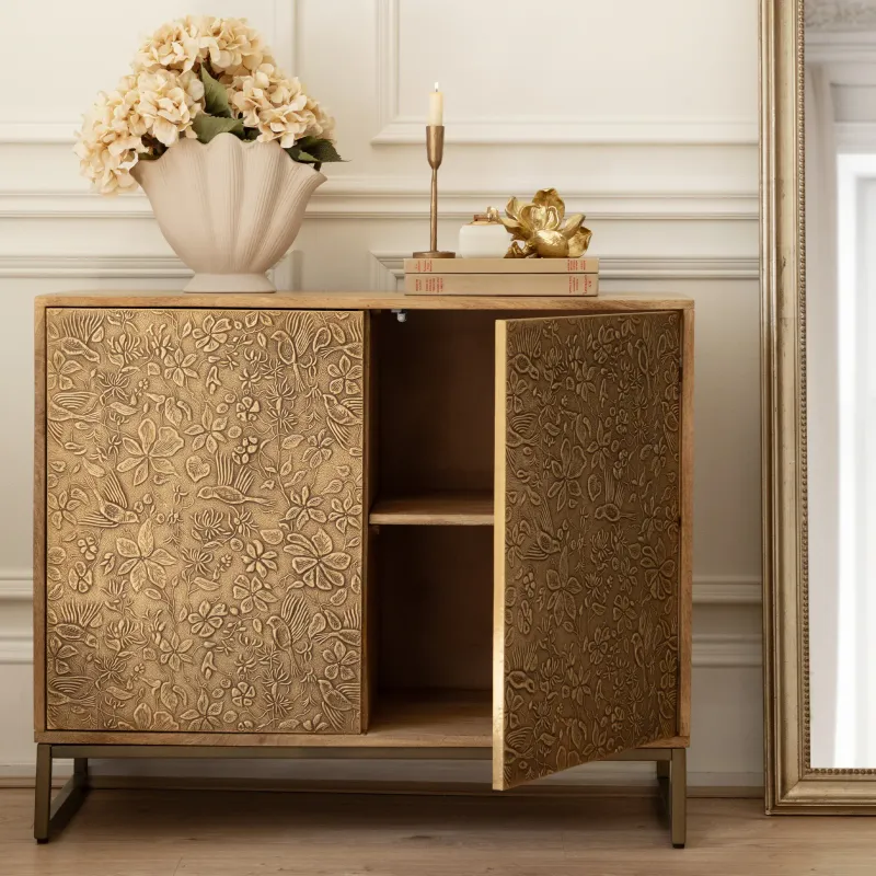 Isadora Embossed Cabinet Antique Brass
