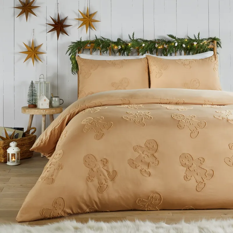 Gingerbread Tufted Duvet Cover Set Ginger