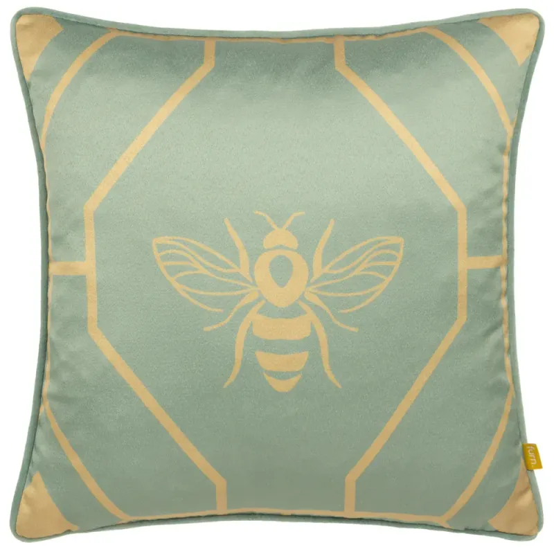 Bee Deco Geometric Cushion Eau De Nil