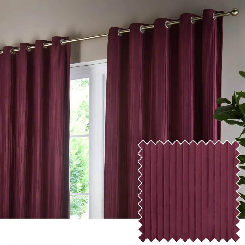Corinthian Velvet Eyelet Curtains Merlot