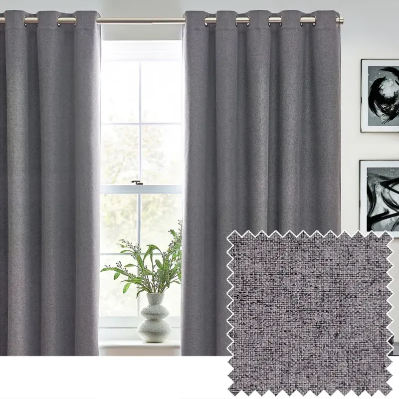 Dawn 100% Blackout Thermal Eyelet Curtains Charcoal