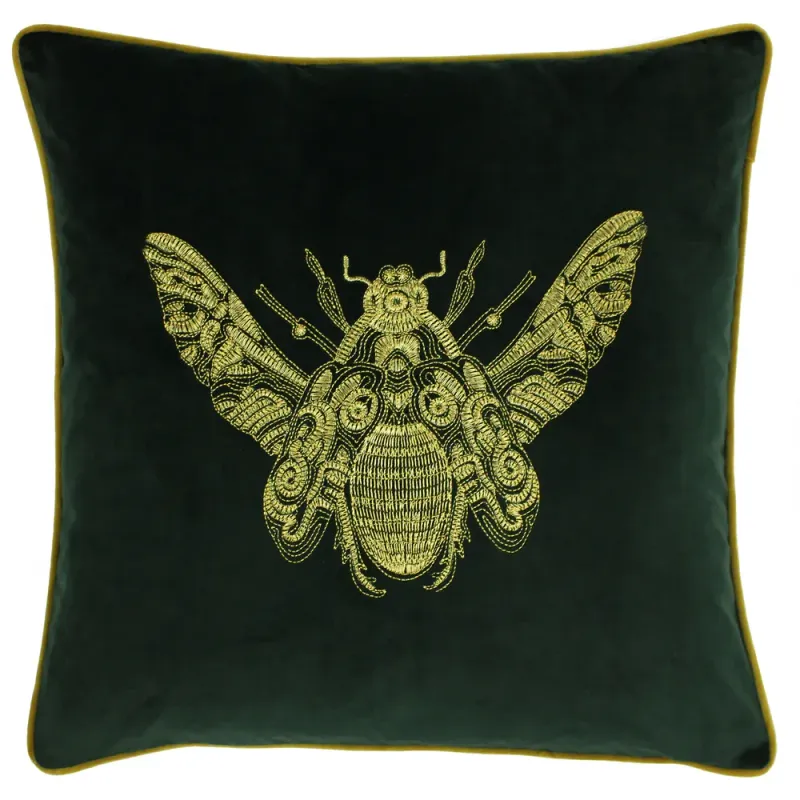 Cerana Bee Velvet Cushion Emerald