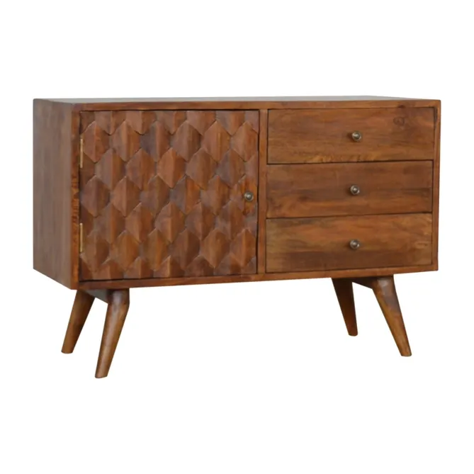 Solid Wood Carved Chestnut Sideboard